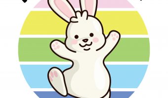 Happy Easter Hoppy Easter Dancing Bunny Rabbit Pastel Background